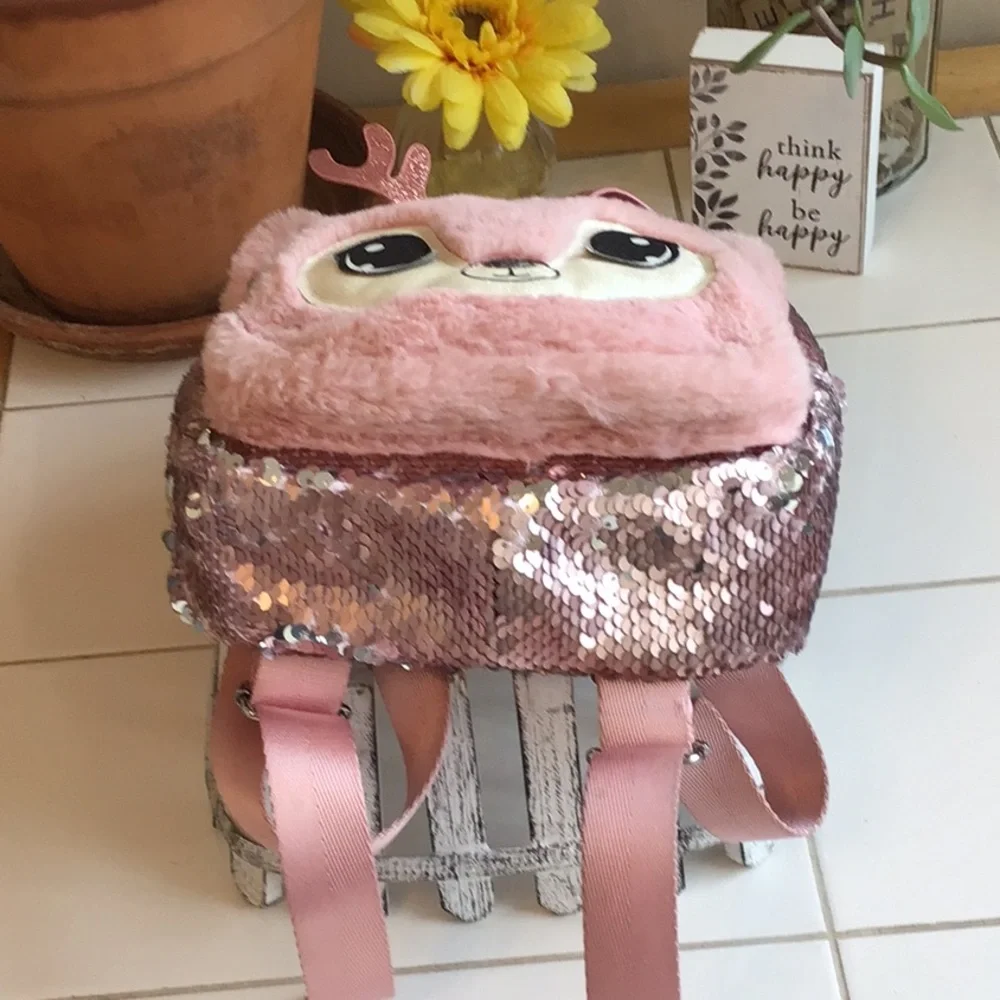 ‘Justice’ Sequined/Faux Fur Deer Face Backpack (#5)